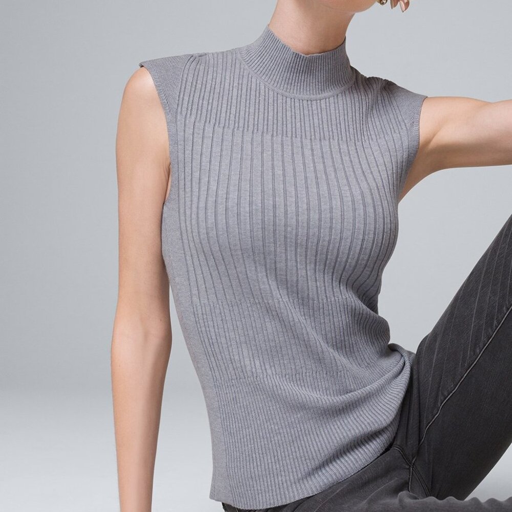 NEW best top ever white house black market ribbed turtleneck tank xs